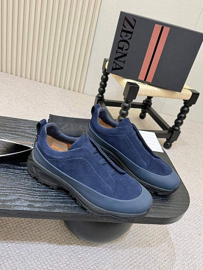 Замшевые кроссовки Zegna Triple Stitch Monte - Blue   