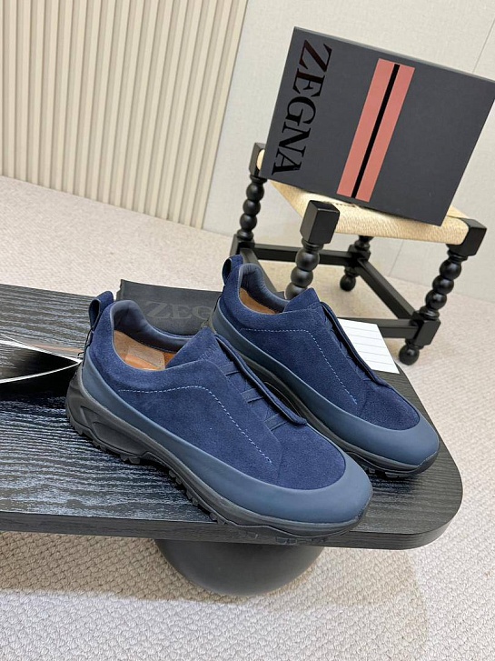 Замшевые кроссовки Zegna Triple Stitch Monte - Blue