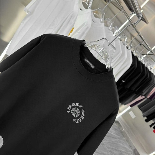 Чёрная оверсайз футболка Chrome Hearts Premium   