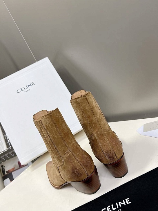Женские замшевые сапоги Celine Premium - Brown