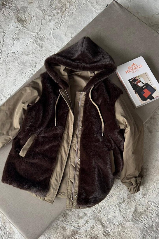 Женская двусторонняя парка с мехом Loro Piana