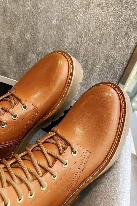 Женские кожаные сапоги Celine Premium - Brown