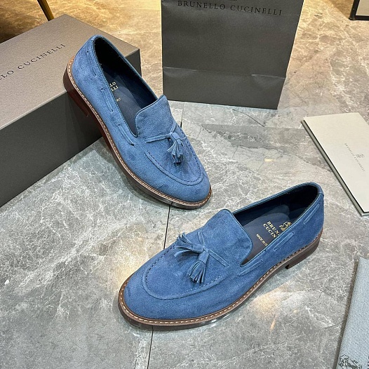 Замшевые лоферы Brunello Cucinelli tassels - Blue   