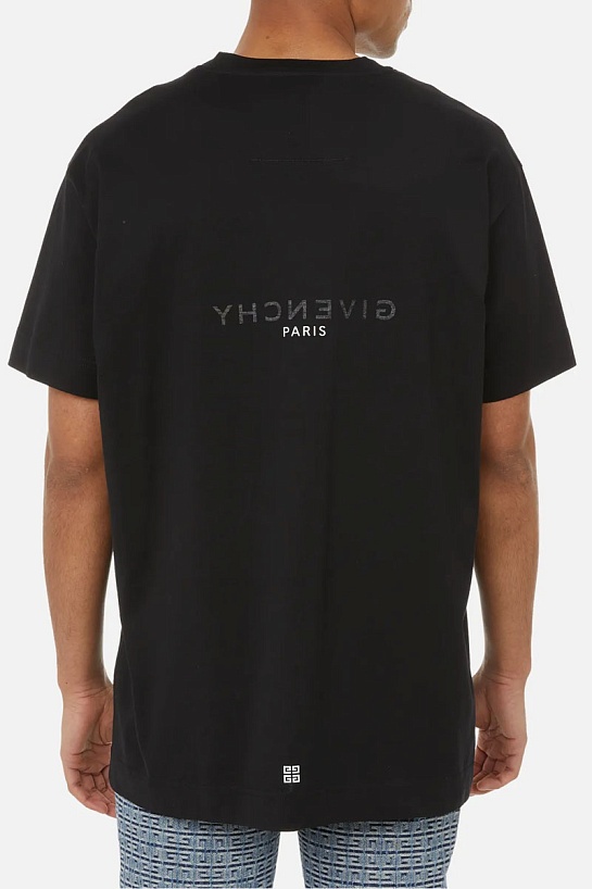 Мужская чёрная футболка Givenchy mirrored-logo