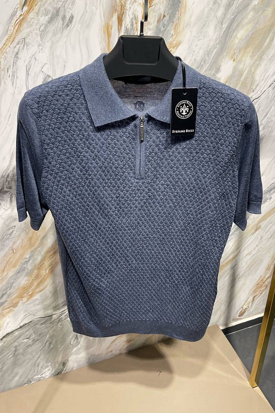 Мужское поло Stefano Ricci цвета индиго