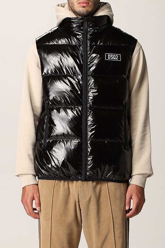 Мужской жилет чёрного цвета Dsquared2 logo-patch