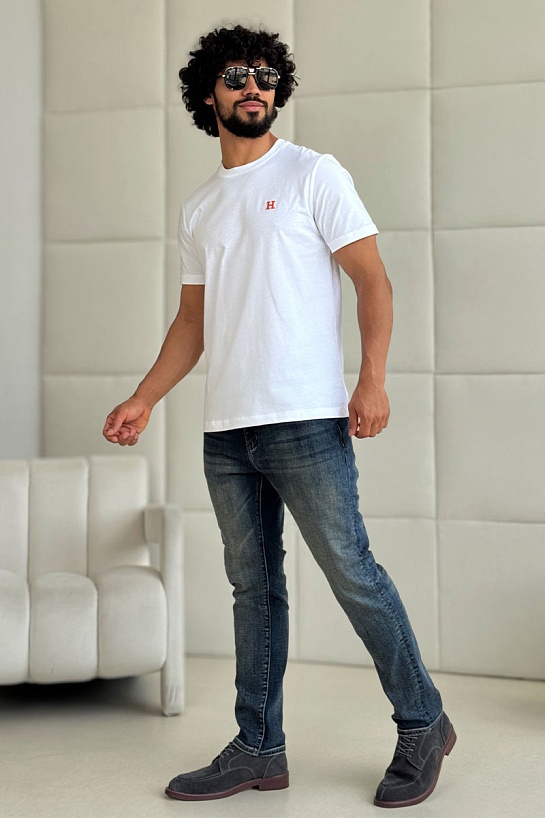 Футболка белого цвета Hermes H embroidered