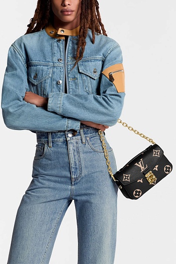 Кожаная сумка Louis Vuitton Pochette Mini 19x10 см - Black   