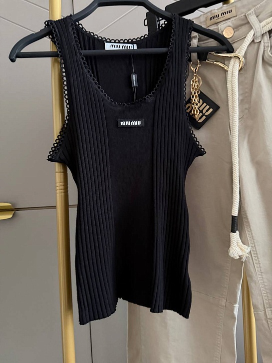 Женская чёрная майка MIU MIU premium