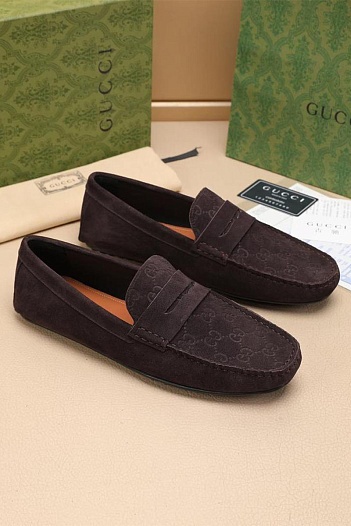 Мужские замшевые мокасины Gucci GG monogram   