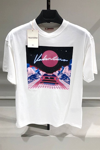 Мужская белая футболка Valentino graphic-print   