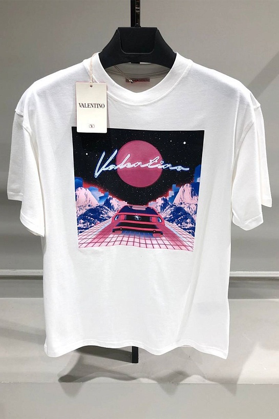 Мужская белая футболка Valentino graphic-print
