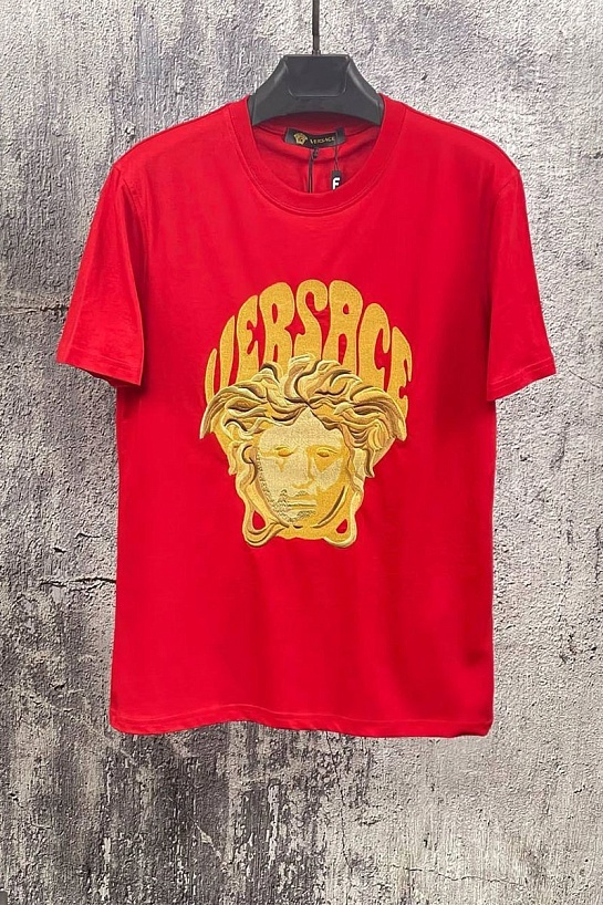 Мужская красная футболка Versace Medusa-embroidered