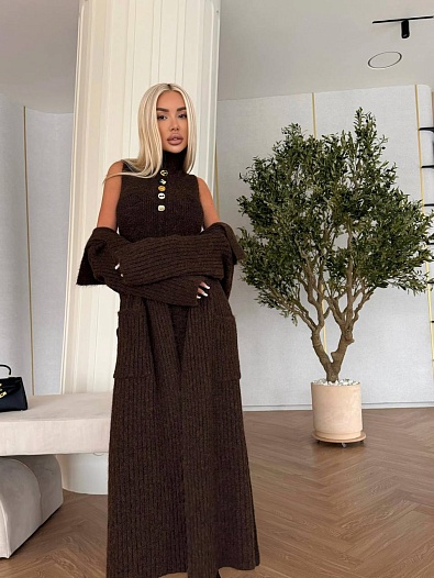 Женский костюм двойка Schiaparelli Premium - Coffee   