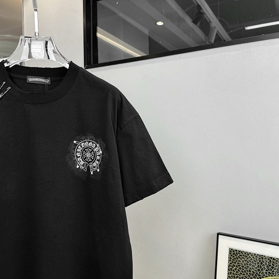 Чёрная оверсайз футболка Chrome Hearts Premium