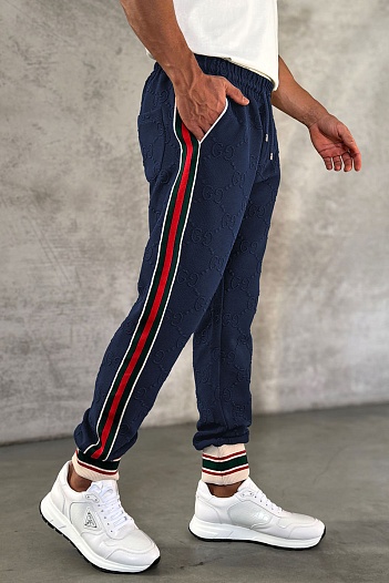 Тёмно-синие спортивные штаны Gucci GG jacquard   