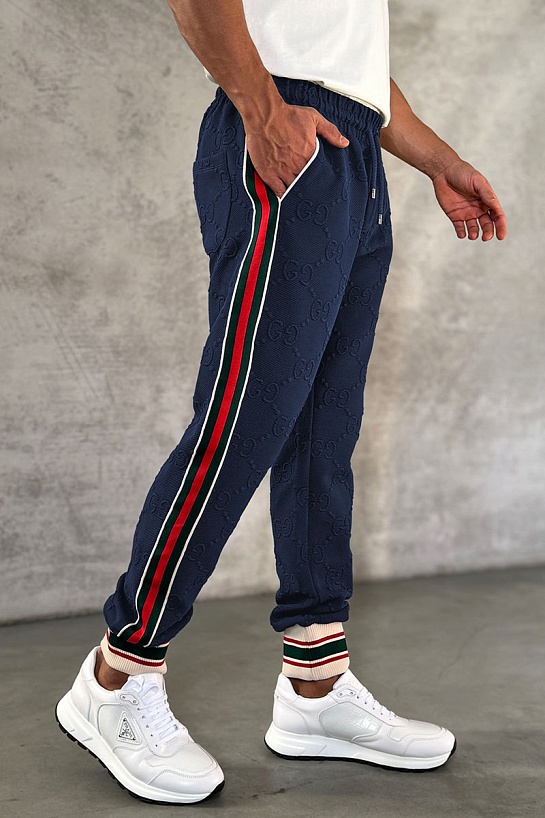 Тёмно-синий спортивный костюм Gucci GG jacquard