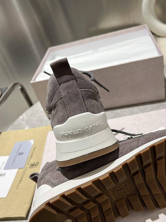 Женские замшевые кроссовки Brunello Cucinelli Monili Premium - Grey