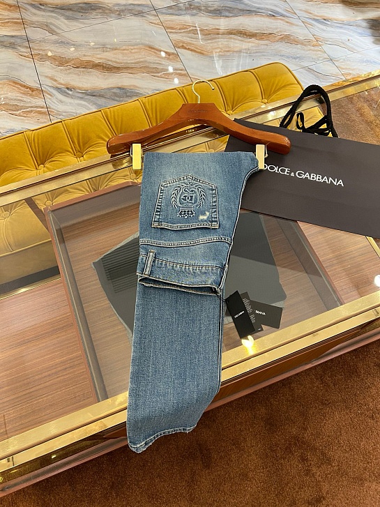 Мужские синие джинсы Dolce & Gabbana slim fit Premium