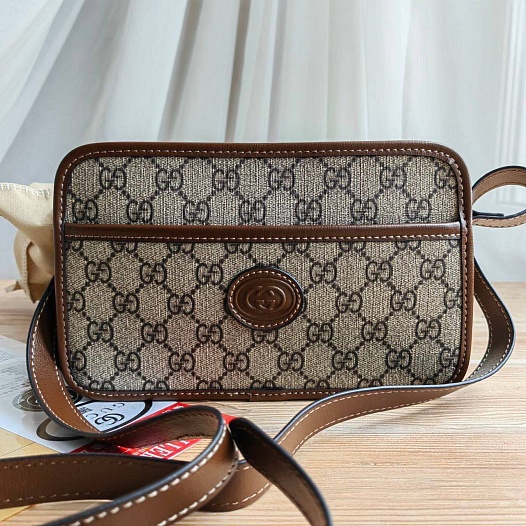 Бежевая сумка Gucci Supreme Retro 24x21 см   