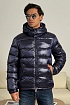 Тёмно-синий пуховик Moncler Maya logo-patch