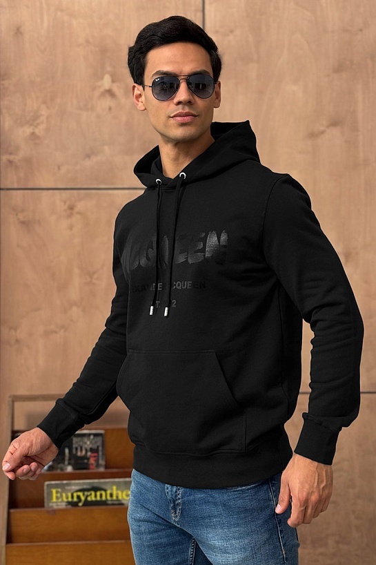 Чёрное худи Alexander McQueen graffiti logo-print