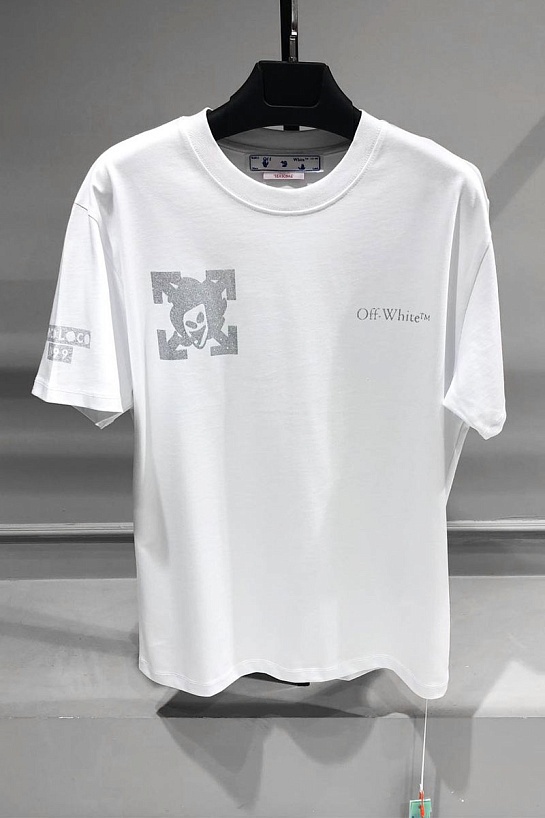 Белая оверсайз футболка Off-White x Circoloco glitter-logo