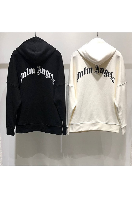 Утеплённое оверсайз худи Palm Angels "Pirate Bear" - Black