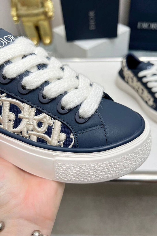 Женские комбинированные кроссовки Dior синего цвета