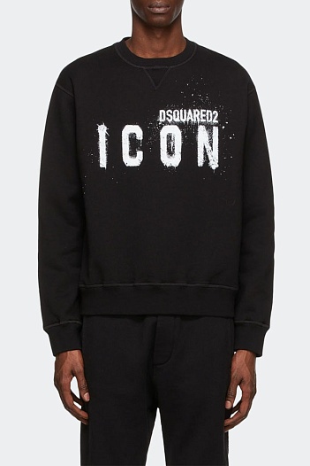 Мужской чёрный свитшот Dsquared2 "ICON" logo-print   