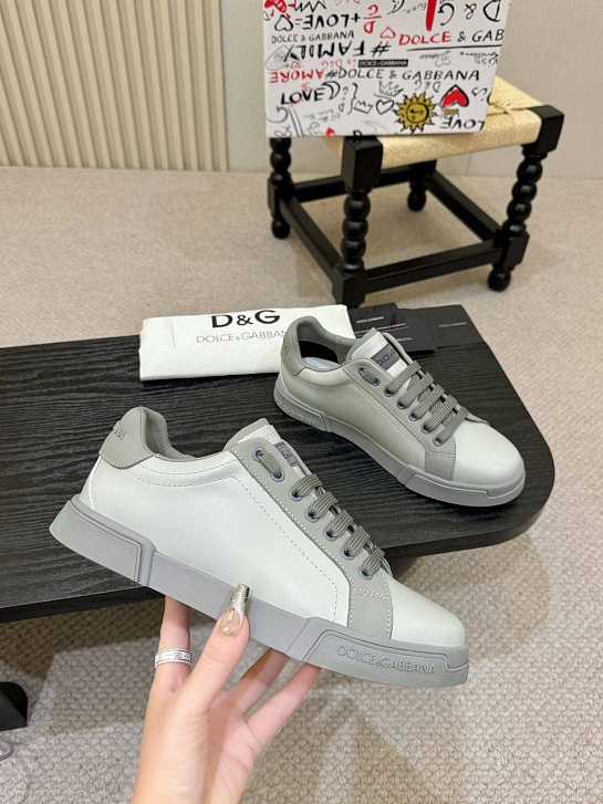 Кожаные кроссовки Dolce & Gabbana Portofino - Grey