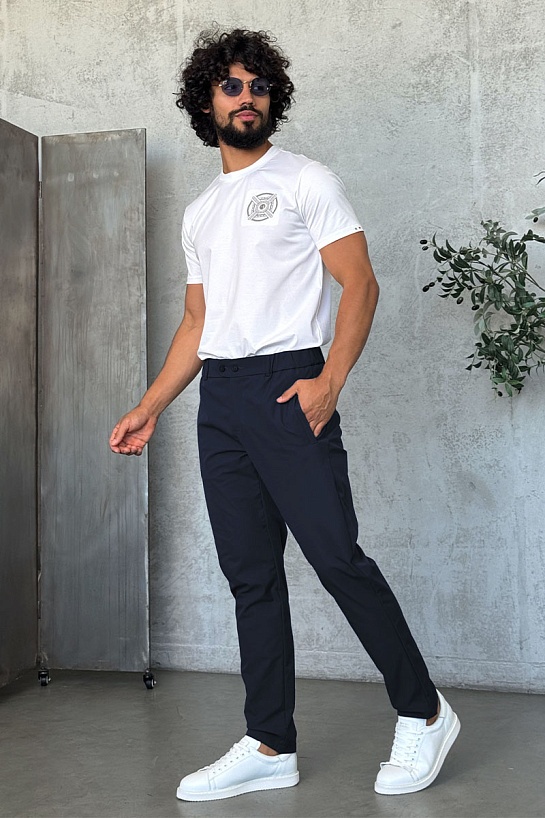 Мужские тёмно-синие брюки Zilli slim fit