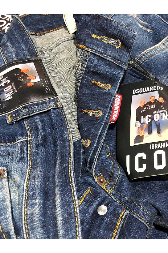 Мужские синие джинсы Dsquared2 x Ibrahimovic "ICON"