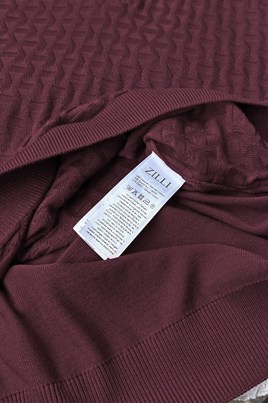 Мужское поло бордового цвета Zilli zip neck