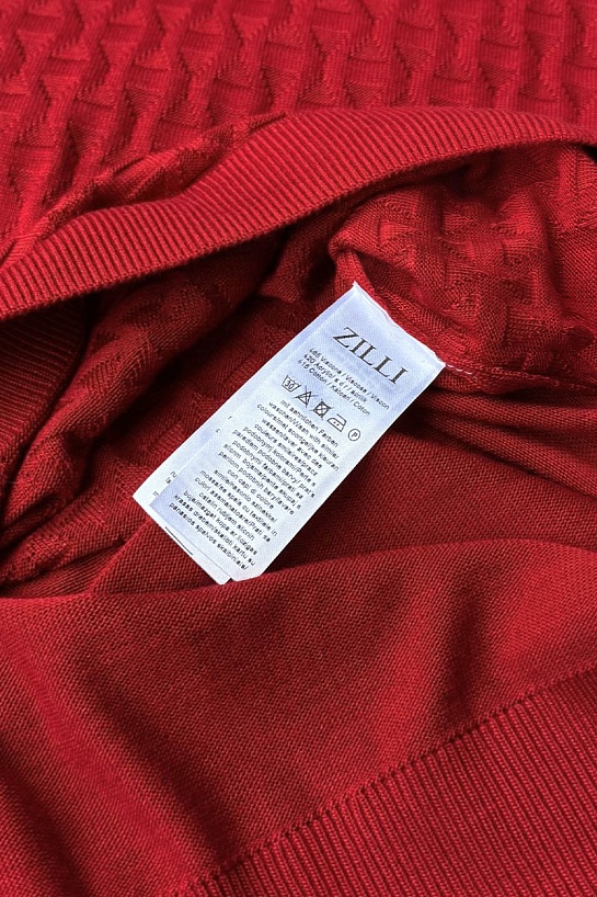 Мужское поло красного цвета Zilli zip neck