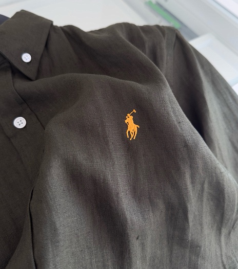 Льняная рубашка Polo Ralph Lauren pony-embroidered - Khaki   