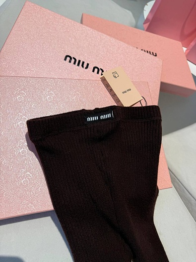 Женские кашемировые колготы MIU MIU шоколадного цвета   