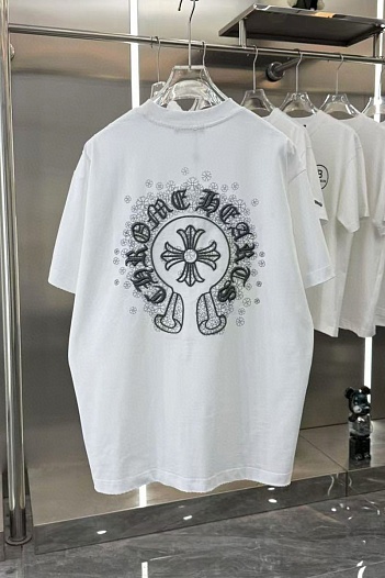Белая оверсайз футболка Chrome Hearts Premium   