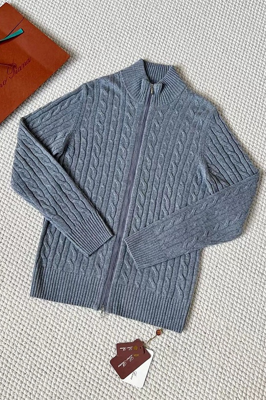Кашемировый свитер Loro Piana Premium zip-up - Grey