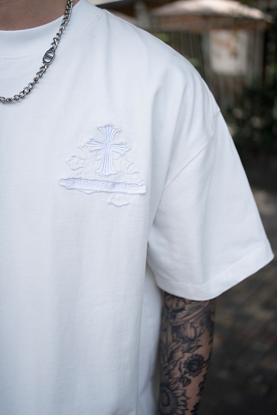 Белая оверсайз футболка Chrome Hearts Premium