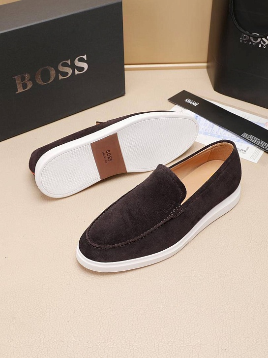 Замшевые лоферы Hugo Boss embossed logo - Brown