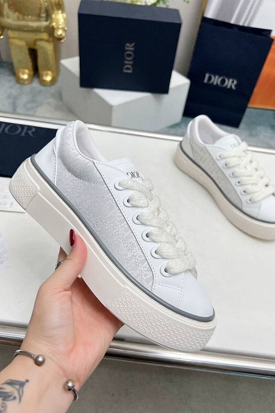 Женские комбинированные кроссовки Dior белого цвета