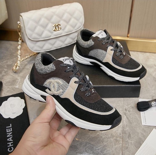 Женские замшевые кроссовки Chanel premium