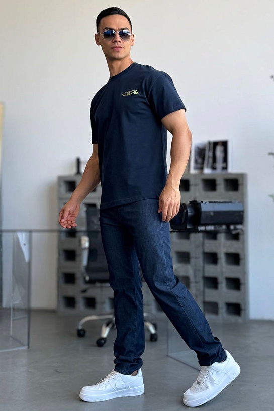 Мужская тёмно-синяя футболка Dior x Lewis Hamilton