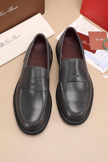 Кожаные лоферы Loro Piana Travis - Grey   