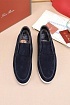 Замшевые лоферы с мехом Loro Piana Open Walk - Navy