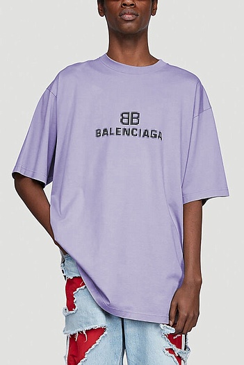 Светло-фиолетовая оверсайз футболка Balenciaga Pixel   
