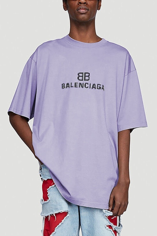 Светло-фиолетовая оверсайз футболка Balenciaga Pixel