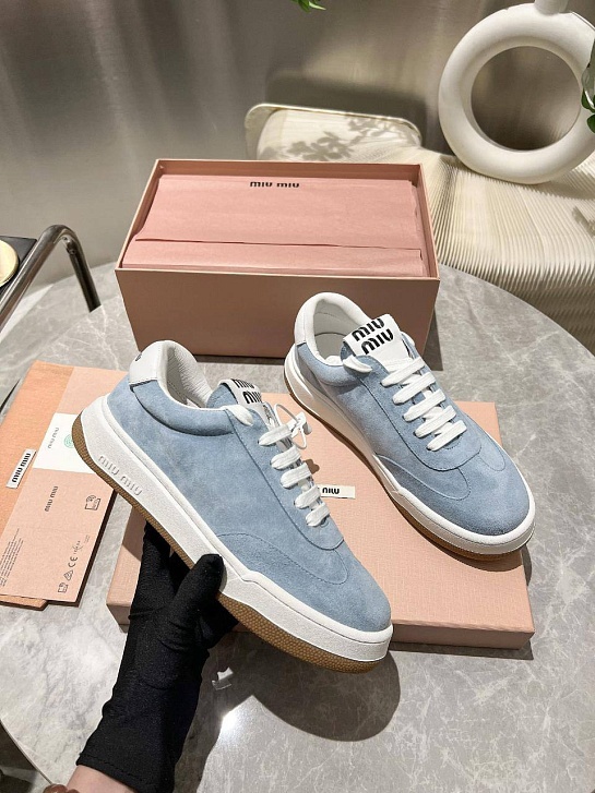 Женские замшевые кроссовки MIU MIU Premium - Blue