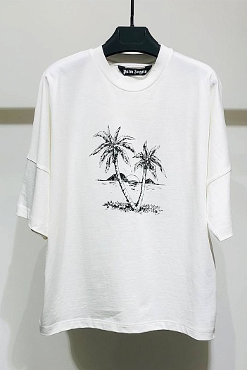 Оверсайз футболка Palm Angels "Sunset Palms" - White   